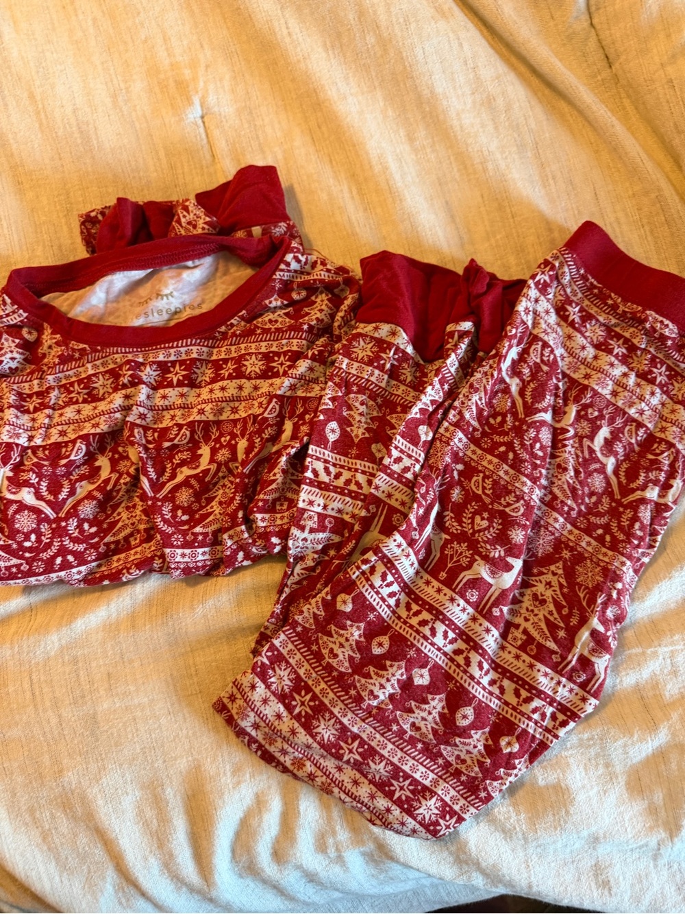 Little Sleepies Red Holiday Print Long Sleeve Pajama Set - girls 5/6